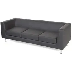 Rocada Sofa RD-973, 3-Sitzer aus Kunstleder in Schwarz - Stilvolles Loungesofa mit verchromten Füßen, hochwertigem, abwischbarem Kunstlederbezug und integrierten Armlehnen für entspanntes Sitzen. Ideal für moderne Wohnräume.