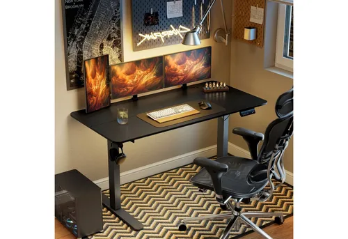 Vinsetto Höhenverstellbarer Schreibtisch 140 x 70 cm - Ergonomischer Kinderschreibtisch mit elektrisch verstellbarer Höhe von 72 cm bis 116 cm, ideal für gesundes Arbeiten und Lernen – sicher dank Kollisionsschutz und Überhitzungsschutz.