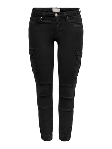 ONLY Damen Schwarze Hose - Schicke Damen-Hose mit mittlerer Taille, anliegenden Bündchen und praktischen Taschen – ideal für jeden Anlass.