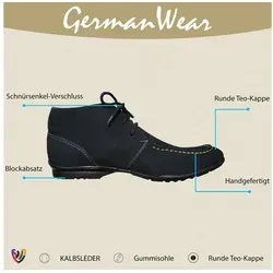 German Wear TREND HSH043 Schnürboots Desert Boots Lederschuhe Stiefeletten Schuhe aus Wildleder blau 43 EU