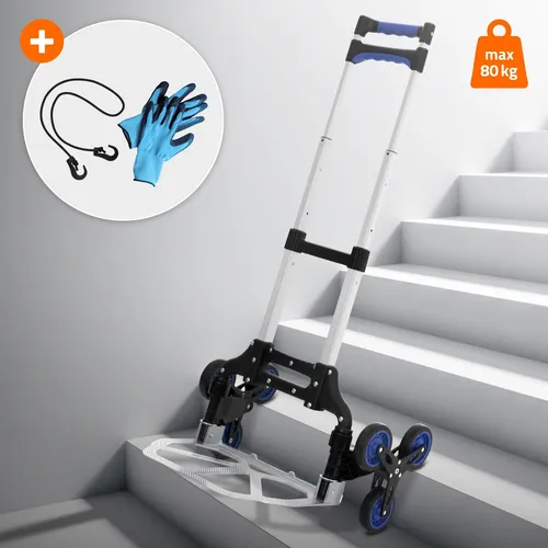 ECD Germany Klappbare Sackkarre aus Aluminium - Sackkarren für mühelosen Transport bis 80 kg, ergonomisch, leicht und platzsparend faltbar, ideal für Haushalt und Garten.