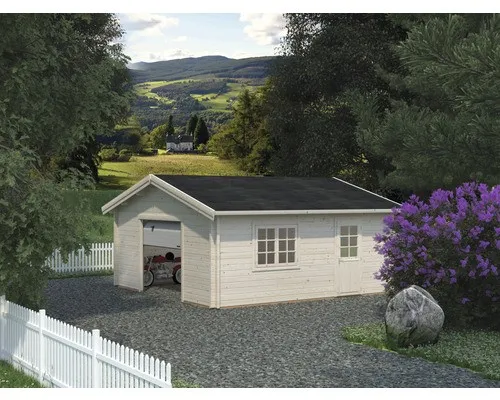 Einzelgarage Palmako Roger 27,7 m² mit Sektionaltor - Gartenhäuser, Geräteschuppen & Carports - Hochwertige Holzgarage mit Satteldach und praktischem Sektionaltor für optimalen Platz und Schutz.