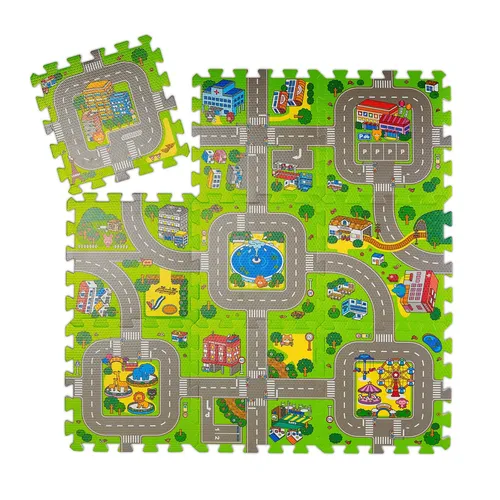 Puzzlematte straße Krabbelpuzzle schadstofffrei bunt Puzzlematte für Kinder