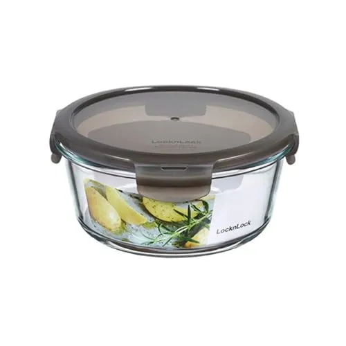LocknLock OVEN GLASS Frischhaltedosen Glas mit Deckel | 950 ml Rund, Ø180 x 82 mm | Kühlschrank, Gefriertruhe & Spülmaschine | Borosilikat-Glas bis 400°C ofenfest | Mikrowellengeschirr mit Deckel