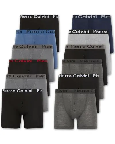 Pierre Calvini Herren Boxershorts mit elastischem Bund, Mehrfarbig (12er Pack), M