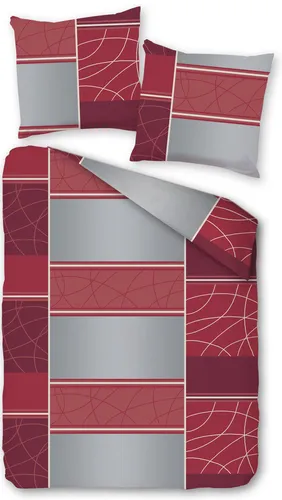 Bettwäsche Winter Biber Feinbiber Baumwolle 2x 135x200 + 2x 80x80 cm Doppelpack Design: Karo Rot