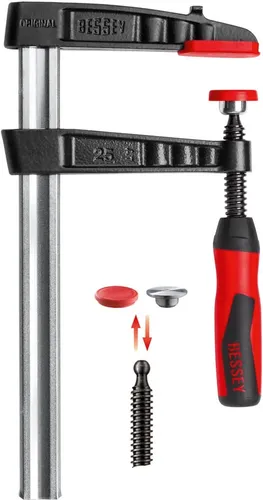 Bessey Schraubzwinge TG30S12-2K, 300mm Spannweite - Schraubzwingen mit 6000 N Spannkraft, ideal für präzise Befestigungen. Der ergonomische 2-Komponenten-Kunststoffgriff sorgt für ermüdungsfreies Arbeiten und sichere Handhabung.
