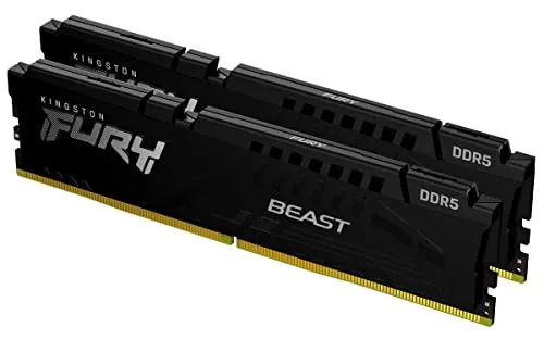 Kingston FURY Beast Schwarz DDR5 32GB (2x16GB) 5600MT/s CL40 DIMM Desktop Gaming Speicher Kit mit 2 Intel XMP - KF556C40BBK2-32
