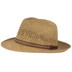 Breiter Strohhut mit geflochtener Garnitur beige 58