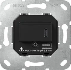 Gira USB-Spannungsversorgung Typ C 236300 in schwarz von Gira