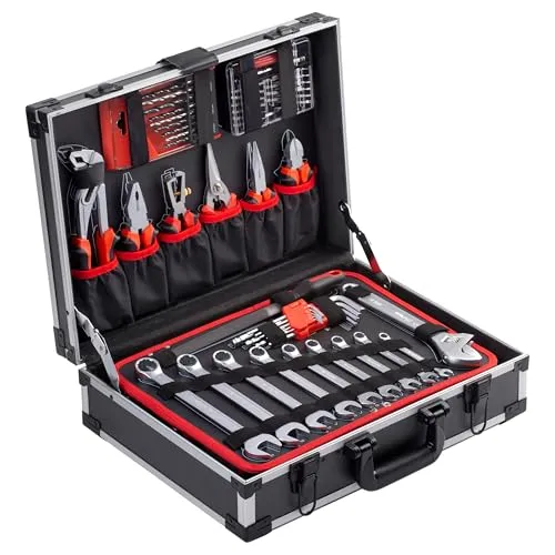Meister Werkzeugkoffer 161-teilig - Vielseitiger Werkzeugkoffer mit 161 hochwertigen Werkzeugen, ideal für Heimwerker und Profis. Der robuste Aluminium-Koffer schützt Ihre Werkzeuge und sorgt für Ordnung.