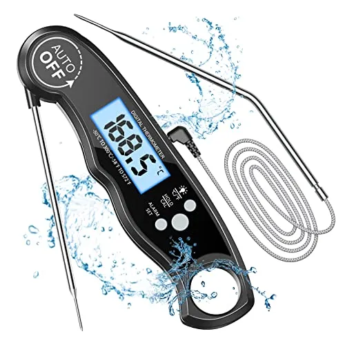 CIRYCASE Digitales Fleischthermometer mit 2 Sonden - Kochthermometer mit doppelter Sonde für präzise Temperaturmessung in Sekundenschnelle, ideal für Grillen und Braten. Mit Alarmfunktion und benutzerfreundlichem Design.