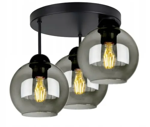 FKL DESIGN Deckenlampe N100 - Kugel Glas E27 Schwarz - Moderne Pendelleuchte mit elegantem, glattem Finish aus Glas und Metall. Ideal für Arbeitszimmer, Gästezimmer oder Schlafzimmer, sorgt für stilvolle Beleuchtung in jedem Raum.