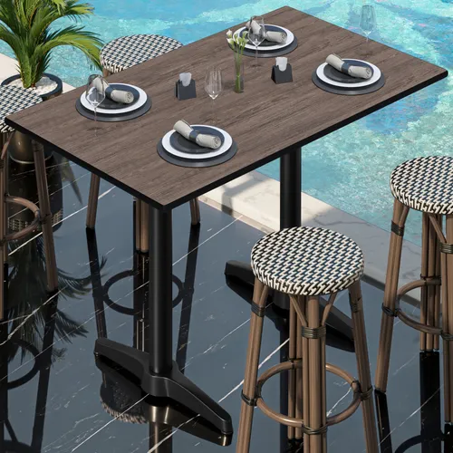 CPBL HPL Compact Bistro Stehtisch 120x70 cm in Light Wenge - Dieser elegante HPL Bistrotisch vereint zeitloses Design und Robustheit. Ideal für Garten und Gastronomie, trotzt er Witterungseinflüssen und bietet dabei eine stilvolle Atmosphäre.