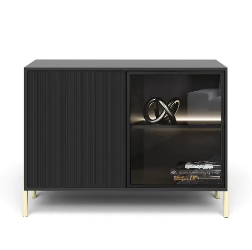 AX LIVING Sideboard Benvie 104 cm – Elegantes Design mit Glas- und Lamellenfront