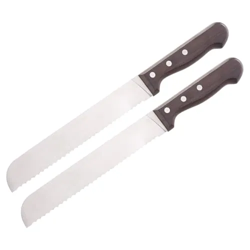Rosenstein & Söhne große Brotmesser: 2er-Set Brotmesser mit 20-cm-Klinge und Griff aus Blackwood-Holzgriff (Küchenmesser groß, Brotsäge)
