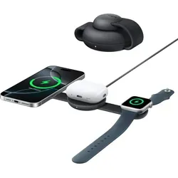 Anker MagGo 3-in-1 Wireless Charging Station - Faltbare Ladestation - Kabellose Qi-Ladegeräte mit 15W Ladeleistung für iPhone, faltbar für einfachen Transport, inkl. 40W USB-C Netzteil und 1,5m USB-C Kabel.
