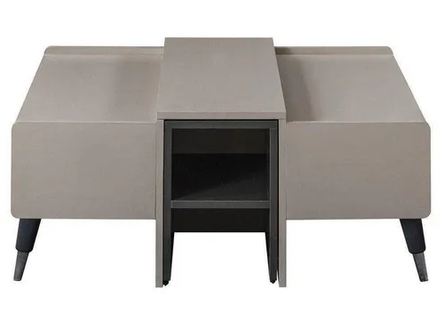 Moderner Weißer Kaffeetisch aus Holz – 2 Schubladen - Eleganter Couchtisch für das Wohnzimmer mit 2 praktischen Schubladen. Maße: 105 x 73 x 45 cm, aus hochwertigem Holzfurnier, ideal für modernen Stil.