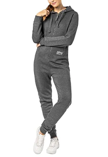 Eight 2 Nine Damen Sweat Overall Einteiler Onesie middle-grey XS/S