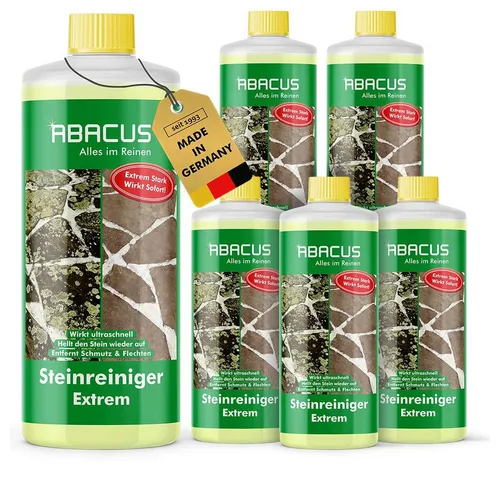 ABACUS Steinreiniger Extrem – Intensiver Flechtenentferner für Außenflächen - Grünbelagentferner für Terrasse, Fassade und mehr – entfernt sofort Algen, Schmutz und Flechten mit Sofortwirkung. Ideal für effektive Reinigung!