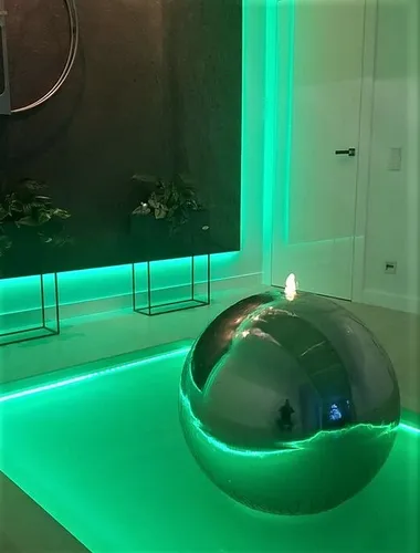 Kugelbrunnen 30 cm Edelstahl poliert incl. LED Brunnenkugel Gartenbrunnen