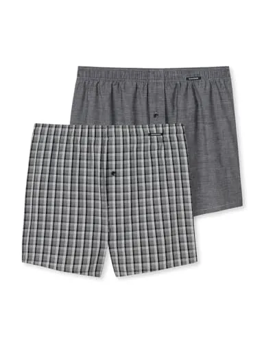 Schiesser Herren 2 Pack Boxershorts Baumwolle Web Multipack - Herren-Boxershorts im praktischen 2er-Pack, aus schnell trocknender und pflegeleichter Webware für optimalen Tragekomfort.