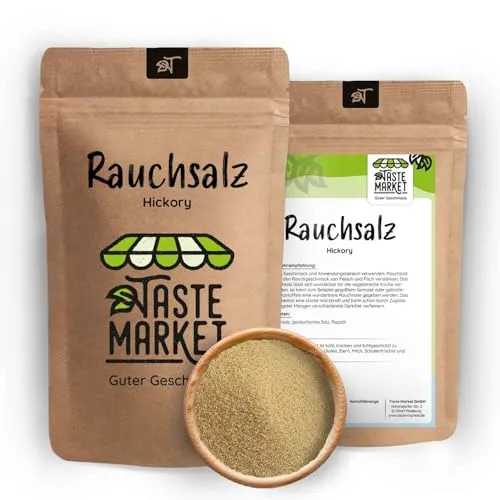 Rauchsalz | Hickory Style | 100% Vegan Grillen Aroma Grill | Meersalz Salz fein 1 kg