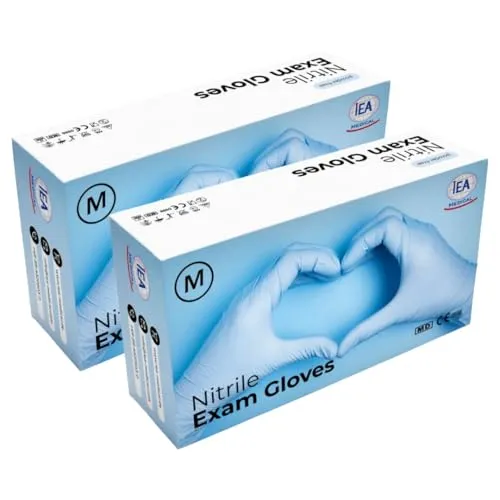 IEA Medical Nitrilhandschuhe blau, 200 Stück, Einmalhandschuhe M, Nitrilhandschuhe, Handschuhe Einweg puderfrei, latexfreie Gummihandschuhe