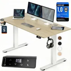 CASARIA® Höhenverstellbarer Schreibtisch elektrisch 120 x 60 cm mit Wireless Charger - Ergonomischer Schreibtisch für flexibles Arbeiten: Höhenverstellbar von 72 bis 117 cm, inkl. Wireless Charger und USB-Anschlüssen. Ideal für Büro und Gaming, mit leiser Motorleistung und praktischen Features.