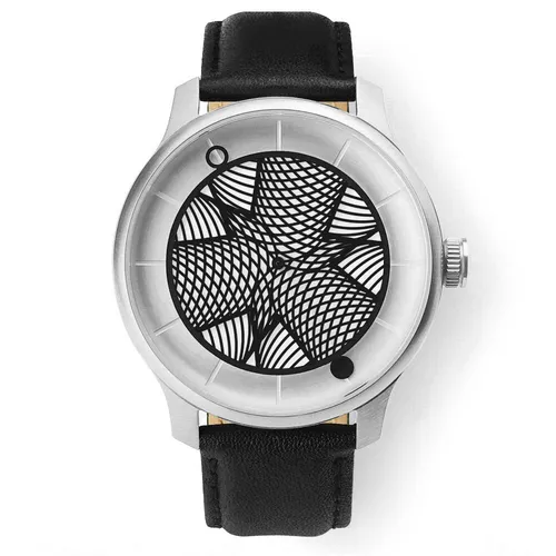 Produktbild Humism Eidos Automatik Stahl Weiß Schwarz Saphir Leder 3D Unisex Uhr