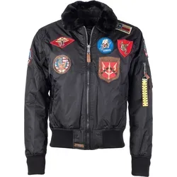 Top Gun Herren Bomberjacke Tg20192047 Black, XXL - Funktionsjacke von Top Gun, gut gefüttert und ideal für kalte Tage. Mit typischer Ärmeltasche und abnehmbarem Kunstfellkragen für individuellen Stil.
