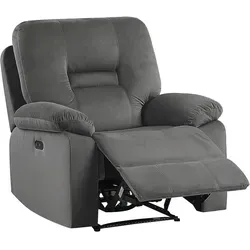 BELIANI Elektrisch Verstellbarer Sessel Grau Samt mit LED-Beleuchtung