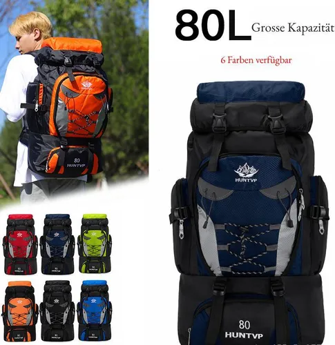 80L Rucksack Wasserdicht Klettertasche Fahrradrucksack Sporttasche Freizeitrucksack Reiserucksack Trekking Camping Wander Outdoor Sport, Navy blau, 80L