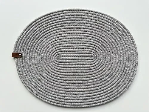 Hochwertige Seyila Platzsets Jute und Baumwollseil geflochten, Tischset, Untersetzer, waschbar, rutschfest, für Küche, Esstisch oder als Home Dekoration, oval (4 er Set hellgrau)