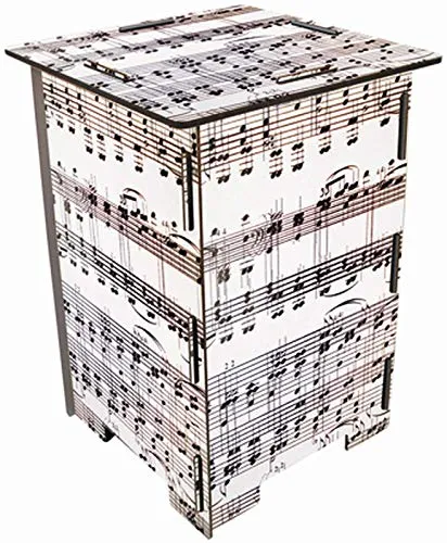 Werkhaus SH 8052 Photohocker Noten Weiß - Hocker fürs Kinderzimmer, stabiler und dekorativer Sitzhocker aus Holz mit einzigartigem Design, belastbar bis 150 kg und schnell ohne Werkzeug zusammengebaut.