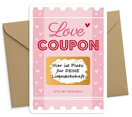 KuschelICH Rubbelkarte zum selber beschriften mit Briefumschlag Liebe Gutschein