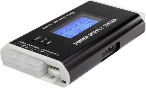 Renkforce PC Netzteil Tester - ATX-Netzteil-Schnelltester mit LCD-Display, zeigt den Status aller Spannungen an und ist ideal für schnelle Überprüfungen von 20- / 24-poligen Mainboard-Steckern.