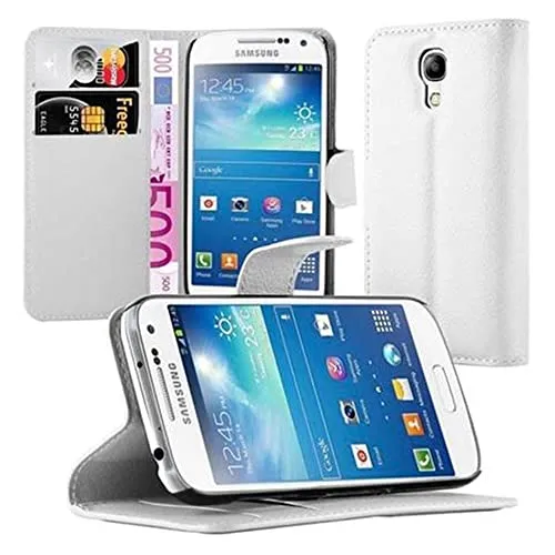 Cadorabo Hülle kompatibel mit Samsung Galaxy S4 MINI Handyhülle aus Kunst Leder Flip Klappbare Stoßfeste Magnetische [Standfunktion] [Kartenfächern] Cover Hülle für Galaxy S4 MINI Tasche in Weiß