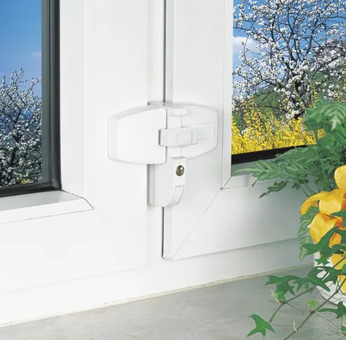 Produktbild ABUS Doppelflügelfensterschloss DFS 95 W gleichschließend AL0125 weiß