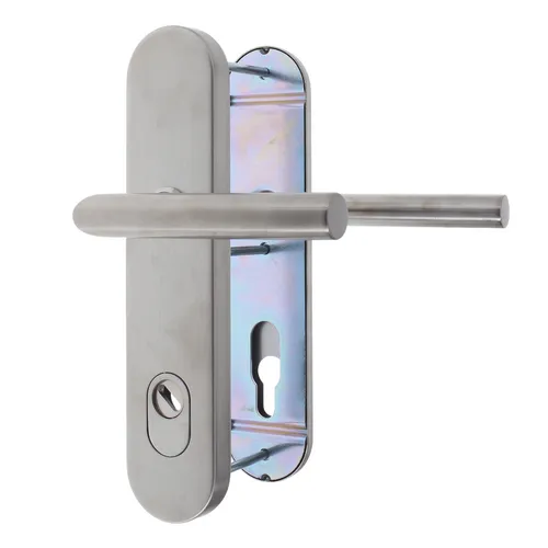 ToniTec Schutzgarnitur Haustür Drückergarnitur 92mm L-Form mit Zylinderabdeckung