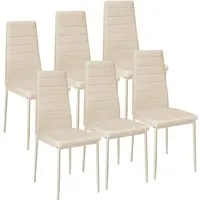 tectake Esszimmerstuhl Set - 6 bequeme Stühle in Beige - Stühle - Ergonomische Form für hohen Sitzkomfort, pflegeleicht und ideal für gemütliche Esszimmerabende.