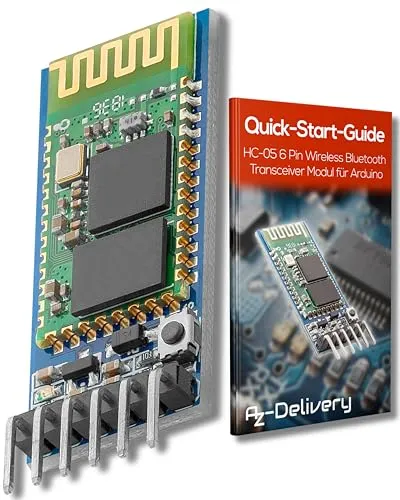 AZDelivery HC-05 HC-06 Bluetooth Wireless RF-Transceiver-Modul RS232 serielle TTL kompatibel mit Arduino und Raspberry Pi inklusive E-Book!