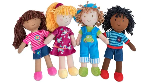 Betzold Kuschelpuppen 4er-Set - Babypuppen Set mit 4 einzigartigen Charakteren, ideal für Rollenspiele und den Mittagsschlaf. Weich und anschmiegsam, ca. 30 cm groß, perfekt für kleine Puppenfans.