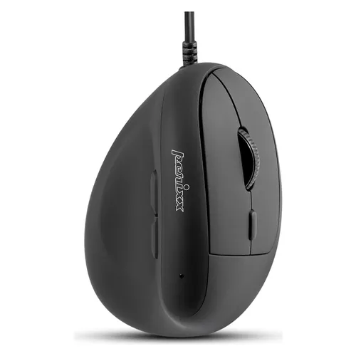 Perixx PERIMICE-508 Ergonomische Vertikale Maus - Schnurgebunden - 1000/1600 dpi - Ergonomische vertikale Maus mit 5 programmierbaren Tasten für individuelle Anpassung. Das durchdachte Design fördert eine natürliche Handhaltung und ist ideal für langanhaltenden Komfort im Büroalltag.