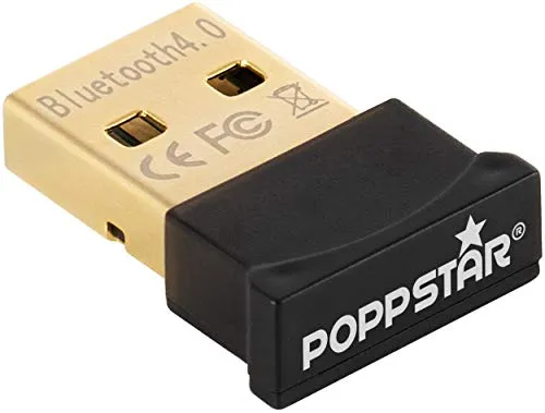 Poppstar USB Bluetooth 4.0 Adapter Stick zum Nachrüsten Plug & Play für PC Windows, Notebook, Reichweite bis 20m