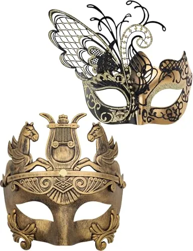 Gold Schmetterling Frauen Maske & Griechische Krieger Männer Maske Venezianische Maskerade Paar Masken, Für Karneval/Party/Ball Prom