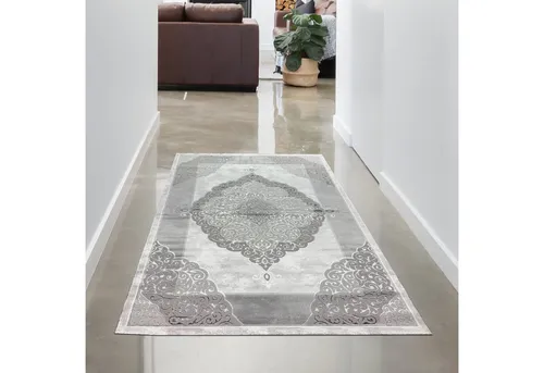 Carpetia moderner Teppich grau silber mit Ornamenten - Eleganter Teppich mit vielfältigen Ornamenten für ein stilvolles Zuhause. Strapazierfähig, pflegeleicht und ideal für jeden Raum – perfekt für ein gemütliches Ambiente.