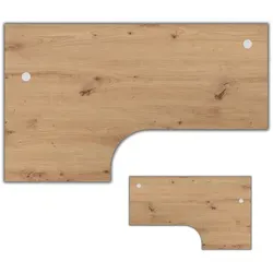 bümö Tischplatte 200x120 cm - Asteiche, kratzfest für Homeoffice - Kinderschreibtische mit 120 kg Tragkraft, pflegeleichter Melaminharzbeschichtung und zwei Kabeldurchlassdosen für eine saubere Kabelführung.