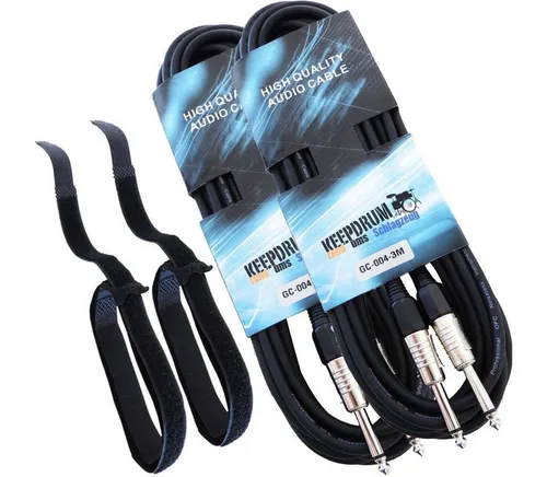keepdrum GC-004 3m Gitarrenkabel, 2 Stück - Klinkenkabel für E-Gitarre und Bass, rausch- und knackfrei, ideal für Bühnenmusiker - robust und langlebig.