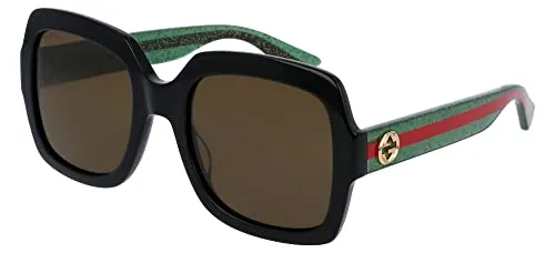 GUCCI Womens GG0036SN Sunglasses, Black-Green-Brown, 54 von GUCCI